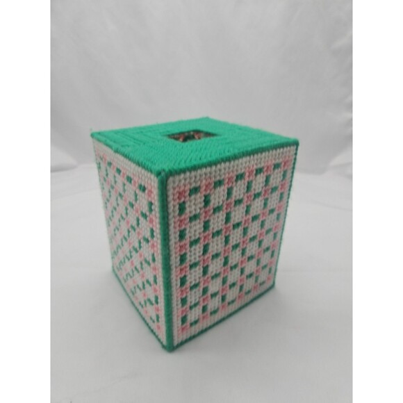 Vintage Handmade Kleenex/Tissue Box Cover Green And Pink - Picture 6 of 13